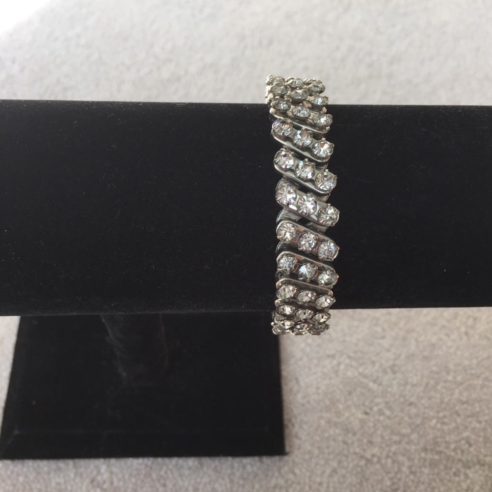 Vintage 3 Row Rhinestone Expandable bracelet.